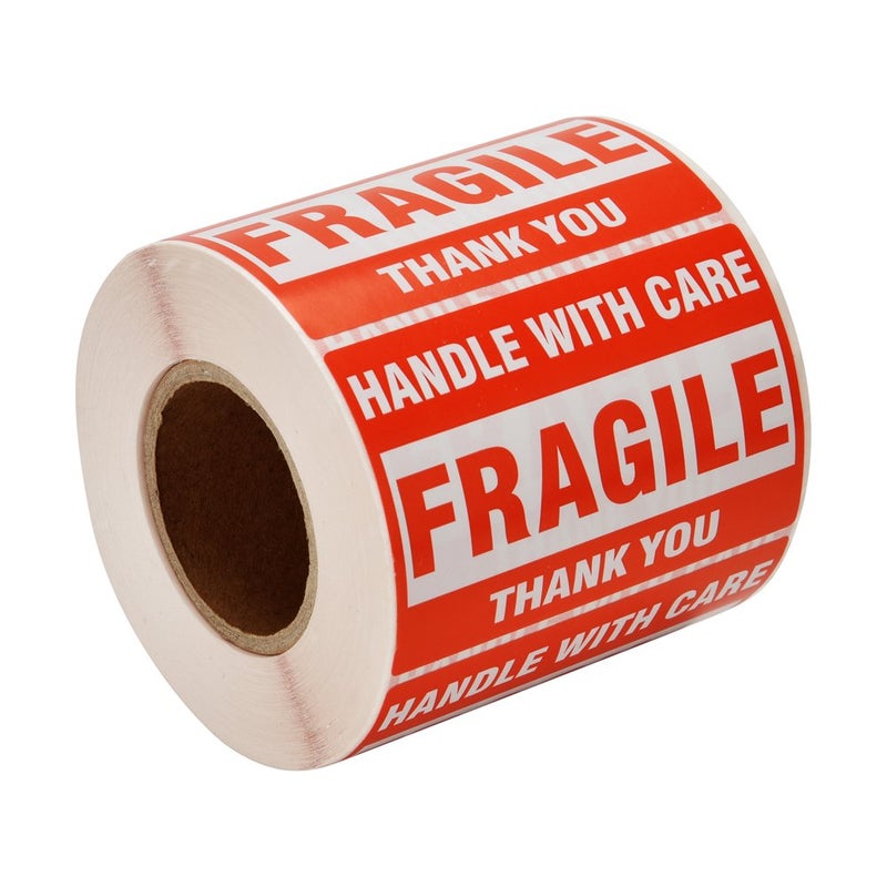 Immuson Warning Fragile Tape, 3" X 2" Fragile Handle with Care Warning Stickers for Shipping and Packing,500 Labels Per Roll (1 Roll) - Image 1